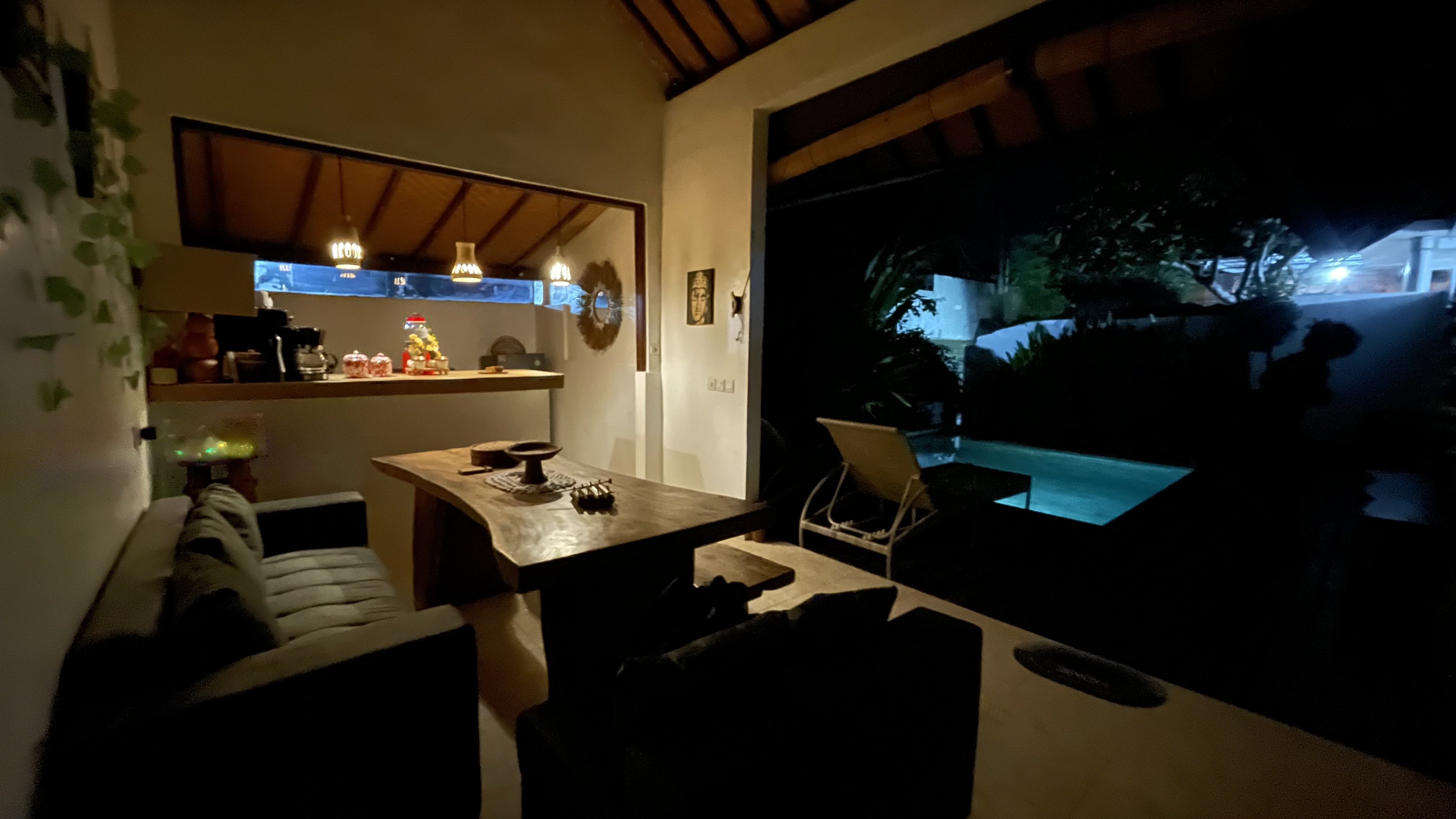 Night — pool & living